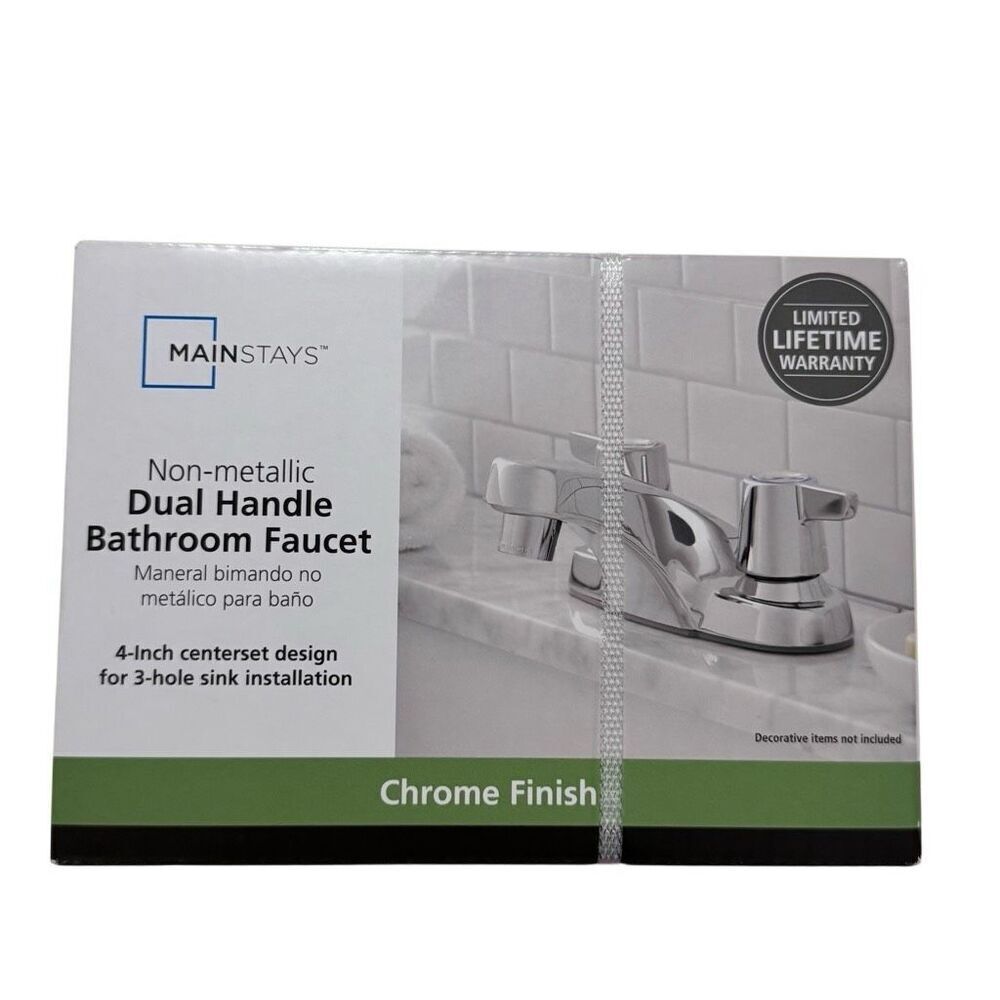 Mainstays Nonmetallic 4" Centerset Bathroom Faucet in Chrome New
